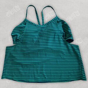 Xersion Tankini Top Green Blue Striped Womens Swimwear Size XL